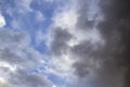 Clouds in the blue sky. A stunning gray sky. The storm is approaching. A beautiful clouds against the blue sky background. Amazing Royalty Free Stock Photo