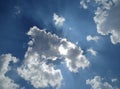 Clouds in blue sky with sun rays Royalty Free Stock Photo