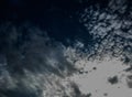 Clouds in the blue sky during sunset.