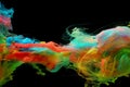 Clouds of bright colorful ink mixing in water