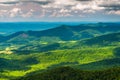 Clouds cast shadows over the Appalachian Mountains and Shenandoah Valley in Shenandoah National Park