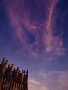 Clouds, cathedral, purple sky, historical buildins Royalty Free Stock Photo