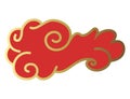 Clouds chinese style. Red and gold clouds, traditional Asian decorative retro element. Light cloud in paper cut style