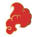 Clouds chinese style. Red and gold clouds, traditional Asian decorative retro element. Light cloud in paper cut style