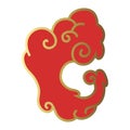 Clouds chinese style. Red and gold clouds, traditional Asian decorative retro element. Light cloud in paper cut style