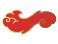 Clouds chinese style. Red and gold clouds, traditional Asian decorative retro element. Light cloud in paper cut style
