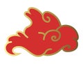 Clouds chinese style. Red and gold clouds, traditional Asian decorative retro element. Light cloud in paper cut style Royalty Free Stock Photo