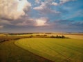 Clouds and clouds in the evening over the fields