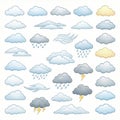 Clouds collection. Cloud shapes pack. Vector isolated illustration perfect for weather icons Royalty Free Stock Photo