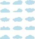 Clouds collection, light blue clouds on white. Cloud computing pack. Design elements Royalty Free Stock Photo