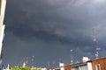Clouds. Completely dark sky where storm clouds covered the city of Madrid. Storm clouds creating a very dramatic landscape. Royalty Free Stock Photo