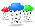 Clouds computing competition concept illustration