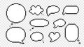 Clouds conversation and speech bubbles pixel isolated icons. Dialog empty black sketches with lines scribbles in