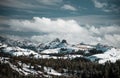 The clouds cover the peaks rising above the Sierra range near Kirkwood Royalty Free Stock Photo