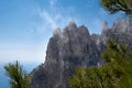 Clouds cover the rocky summit. Rocky Mountains Royalty Free Stock Photo