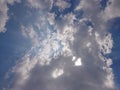 Clouds cover the sun against a background of blue sky