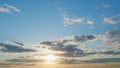 Clouds in different shades. Clouds during sunset. Panoramic view. Timelapse. Royalty Free Stock Photo