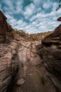 Clouds Dot Blue Sky Over Dry Fall in Big Bend Royalty Free Stock Photo