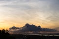 Clouds of early morning clouds over the countryside. Royalty Free Stock Photo