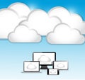 Clouds and electronics illustration Royalty Free Stock Photo