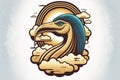 Clouds emblem, Thoth Egyptian God sign, Cloudy logo Royalty Free Stock Photo