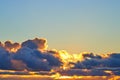 Clouds on the evening orenge and blue sky Royalty Free Stock Photo