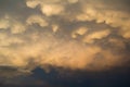 Clouds in the evening - yellow and orange sunset light lit cloud Royalty Free Stock Photo