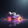 clouds exploding in the air with a purple and pink cloud in the middle Royalty Free Stock Photo