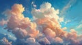 Clouds float in blue and yellow sky Royalty Free Stock Photo