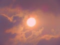 Clouds floated around the sun with warm light, soft light during sunrise and sunset Royalty Free Stock Photo