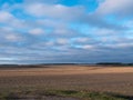 Clouds floating over a field with crops at dawn Royalty Free Stock Photo