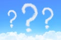 Clouds fluffy as question mark on blue sky background. Royalty Free Stock Photo