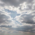 Clouds are fluffy with edges softened by sunlight creating a layered Royalty Free Stock Photo