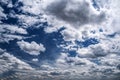 Clouds are flying in a clear blue sky