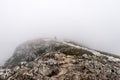 Clouds and fog over Gulf St. Lawrence from boardwalk Skyline Trail in Cape Breton Highlands National Park, Nova Scotia Royalty Free Stock Photo