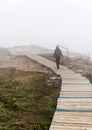 Clouds and fog over Gulf St. Lawrence from boardwalk Skyline Trail in Cape Breton Highlands National Park, Nova Scotia Royalty Free Stock Photo