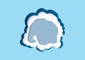 Clouds in the form of a elephant. Vector icons cloud blue and white color on a blue background. Sky is a dense collection of illus