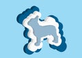 Clouds in the form of a French Bulldog. Vector icons cloud blue and white color on a blue background. Sky is a dense collection of Royalty Free Stock Photo