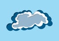 Clouds in the form of a Hare. Vector icons cloud blue and white color on a blue background. Sky is a dense collection of illustrat