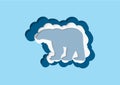 Clouds in the form of a polar bear. Vector icons cloud blue and white color on a blue background. Sky is a dense collection of ill