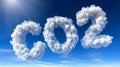 Clouds Forming a CO2 Molecule Silhouette Over a Green Planet, Reflecting Environmental Concerns Royalty Free Stock Photo