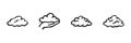 Clouds With Hand In Hand Drawn Style Set. Cloud Computing, Data Storage, Digital Connectivity Doodle Sketch Collection Royalty Free Stock Photo