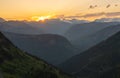 Clouds Hang On The Ridges Of The Continental Divide With Sun Burst In Late Evening Royalty Free Stock Photo