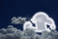 Clouds icons on cloud online downloading and uploading server. data storage technology concepts