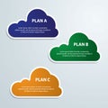 Clouds infographics three colors label vector illustration