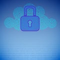 Clouds information security design with lock and binary code Royalty Free Stock Photo