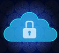 Clouds information security design with lock and binary code Royalty Free Stock Photo