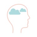 Clouds inside human head line style icon vector design