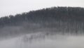 Clouds inversion, Fog floating among the trees on mountain