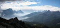 clouds and inversion weather conditions in the mountains Royalty Free Stock Photo